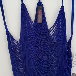 dreamgirl blue fringe lingerie dress sz small